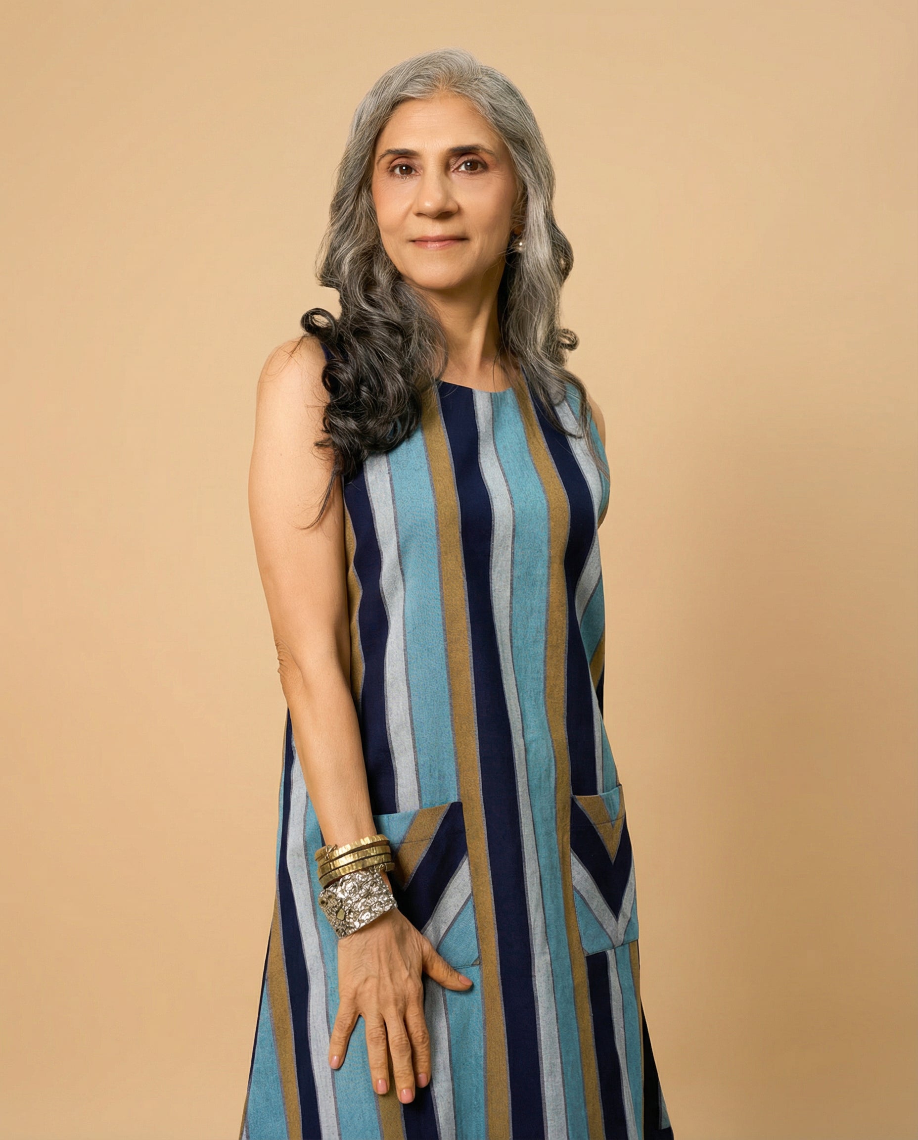 Back Twist Stripes Dress