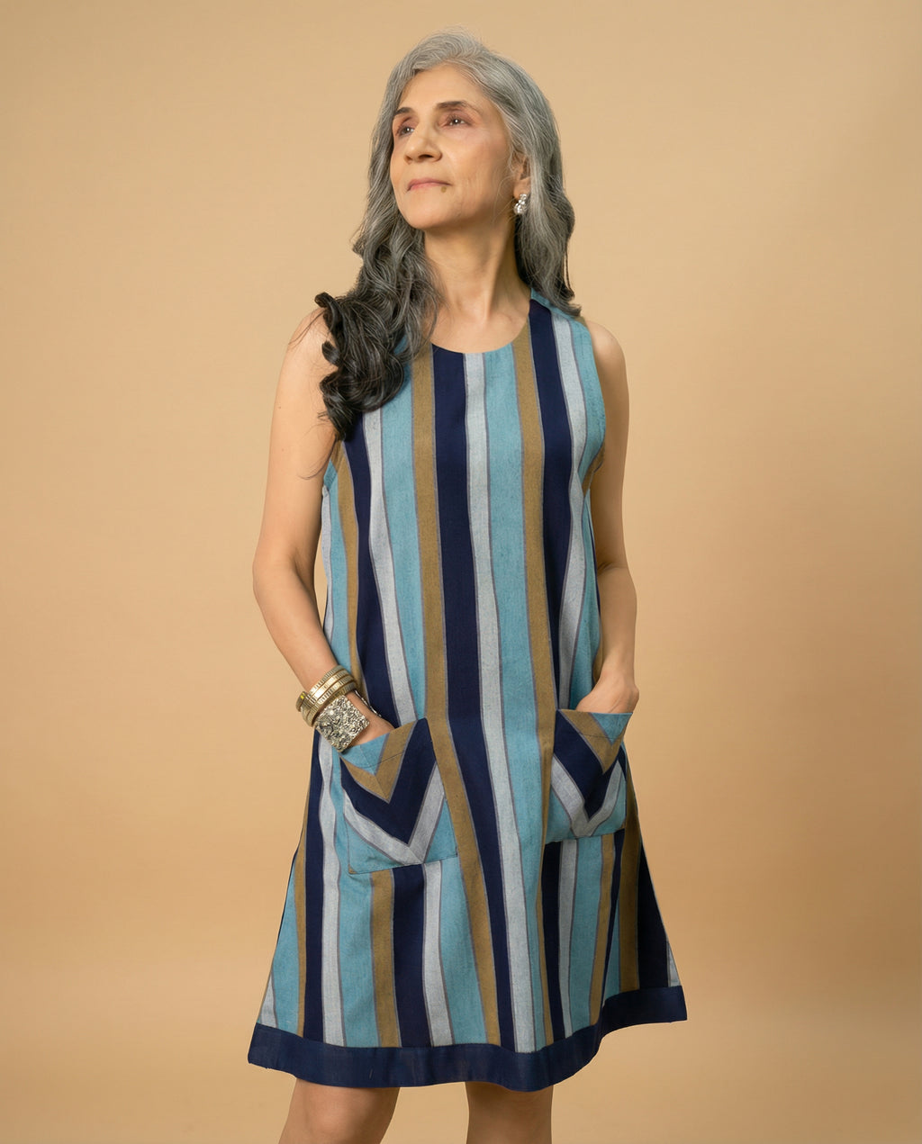 Back Twist Stripes Dress