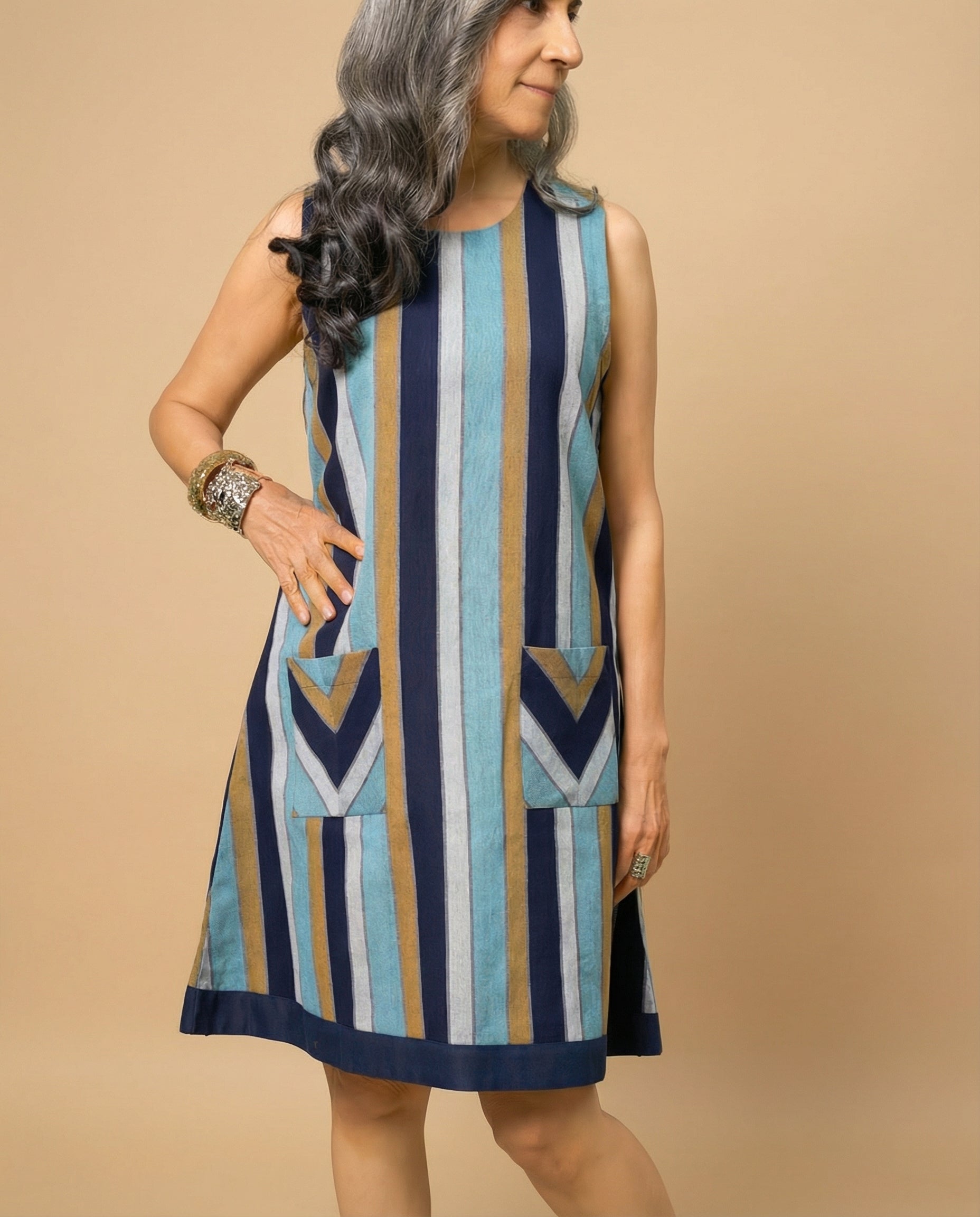 Back Twist Stripes Dress