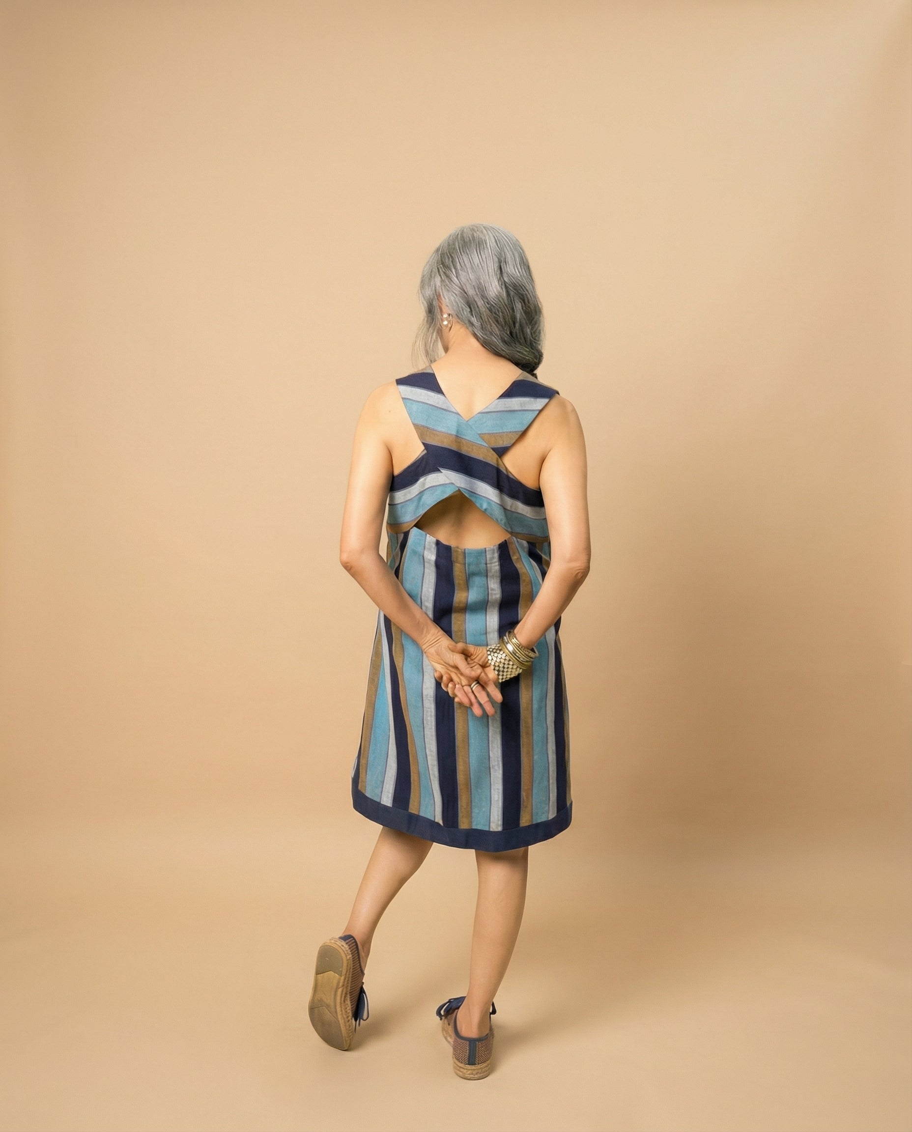 Back Twist Stripes Dress