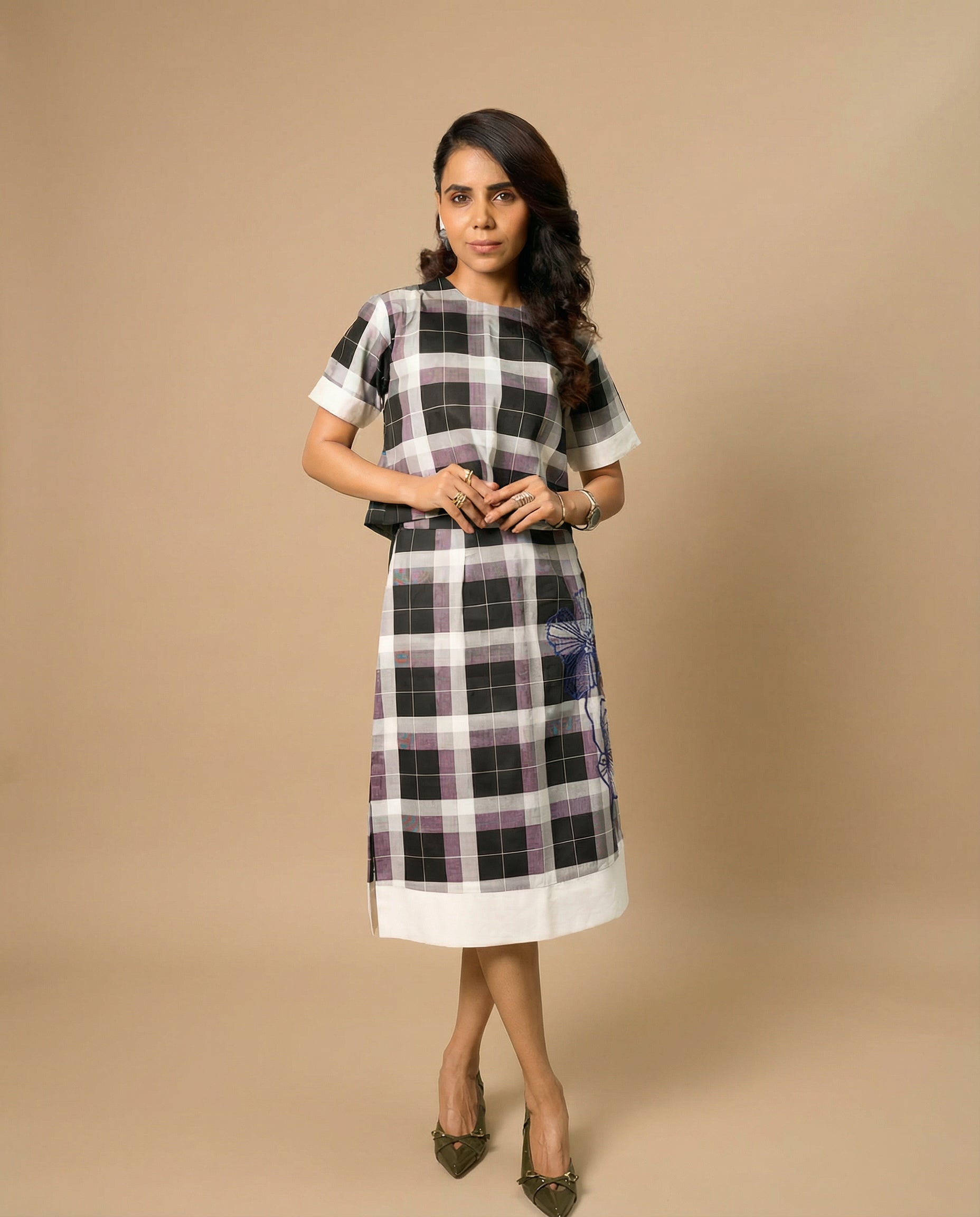 Monochrome Blue Bloom Co-ord top