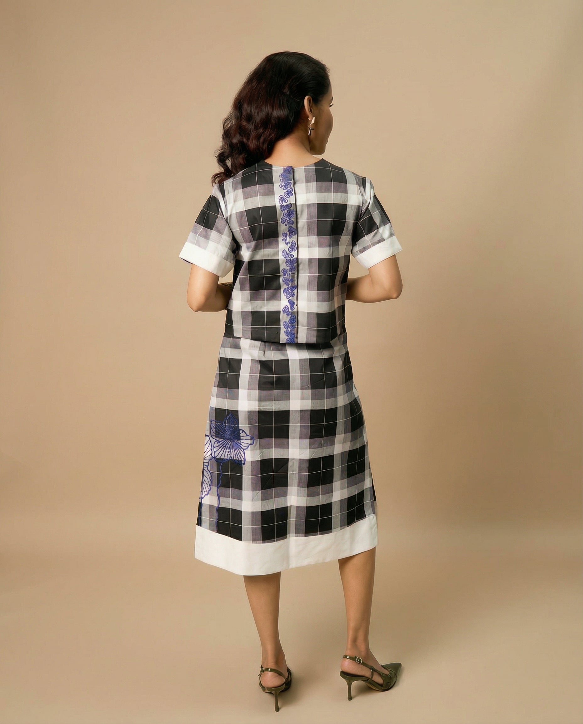 Monochrome Blue Bloom Co-ord Skirt