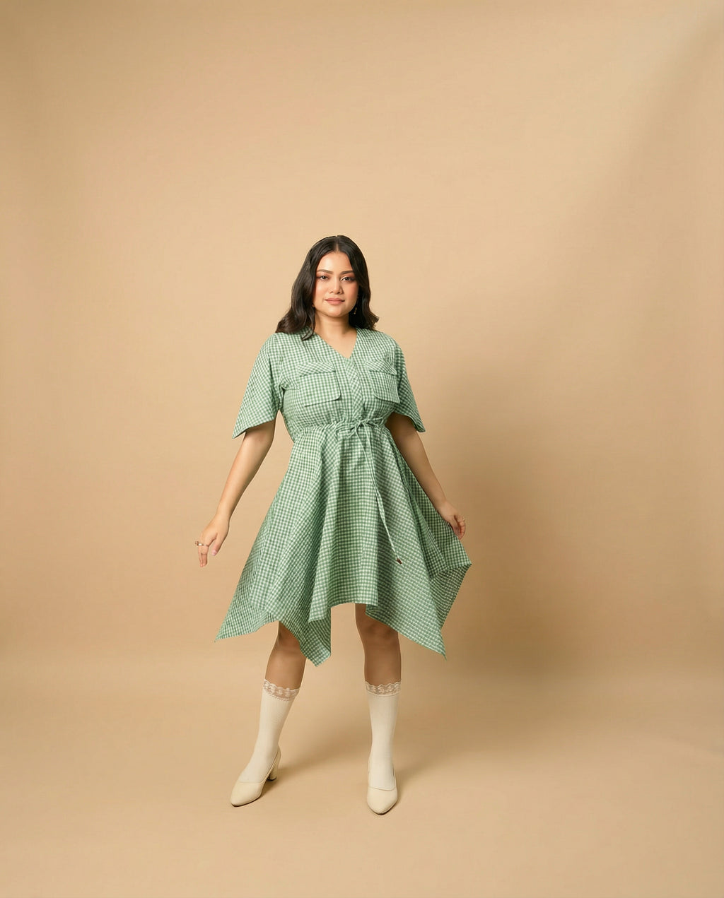 Green Breeze Handkerchief Dress