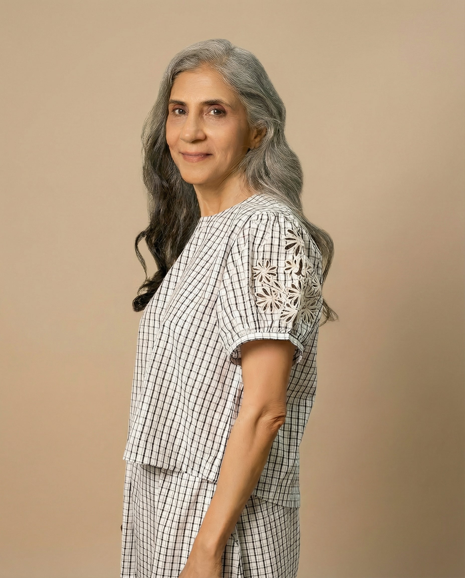 Floral Sleeve Embroidered Top