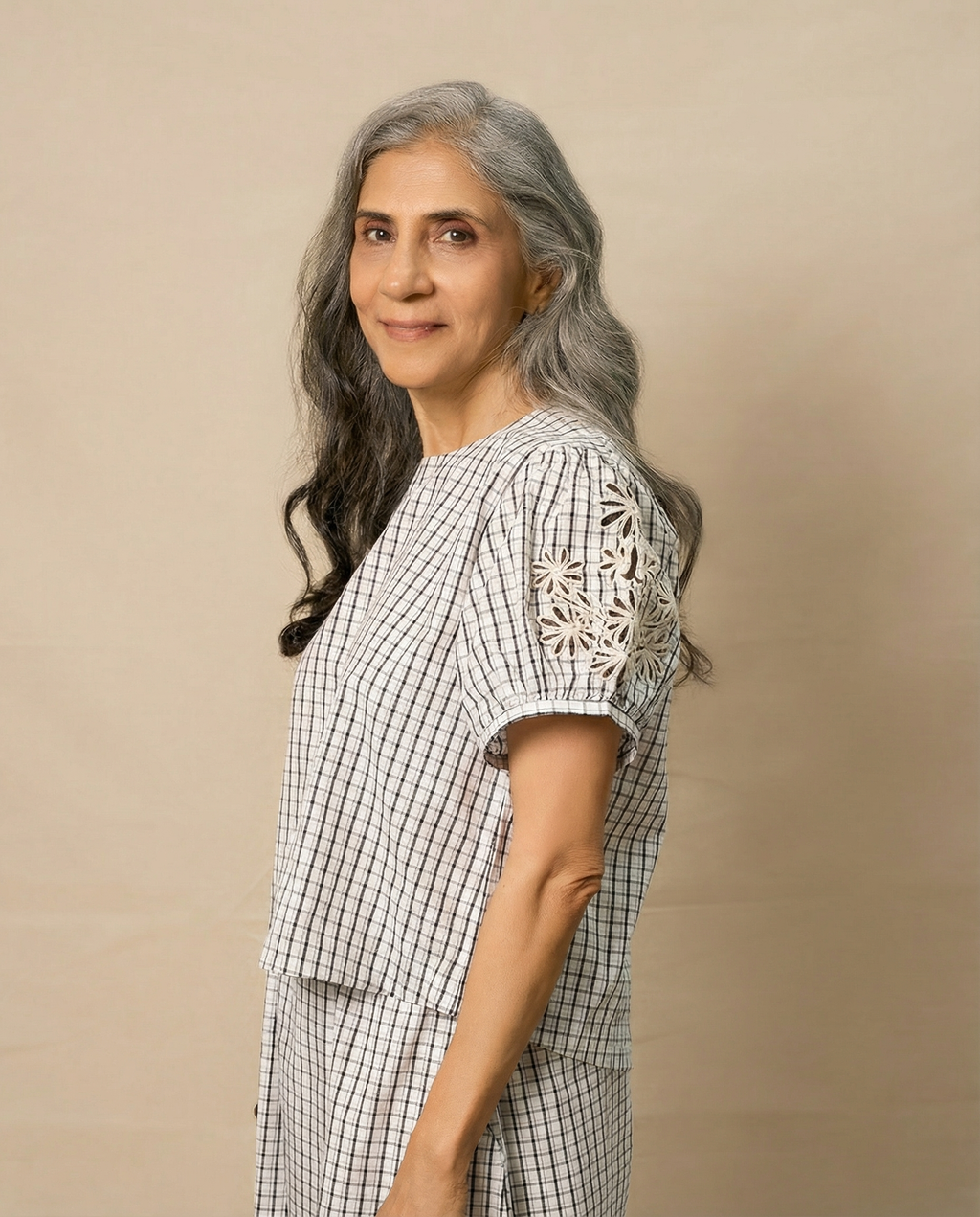 Floral Sleeve Embroidered Top