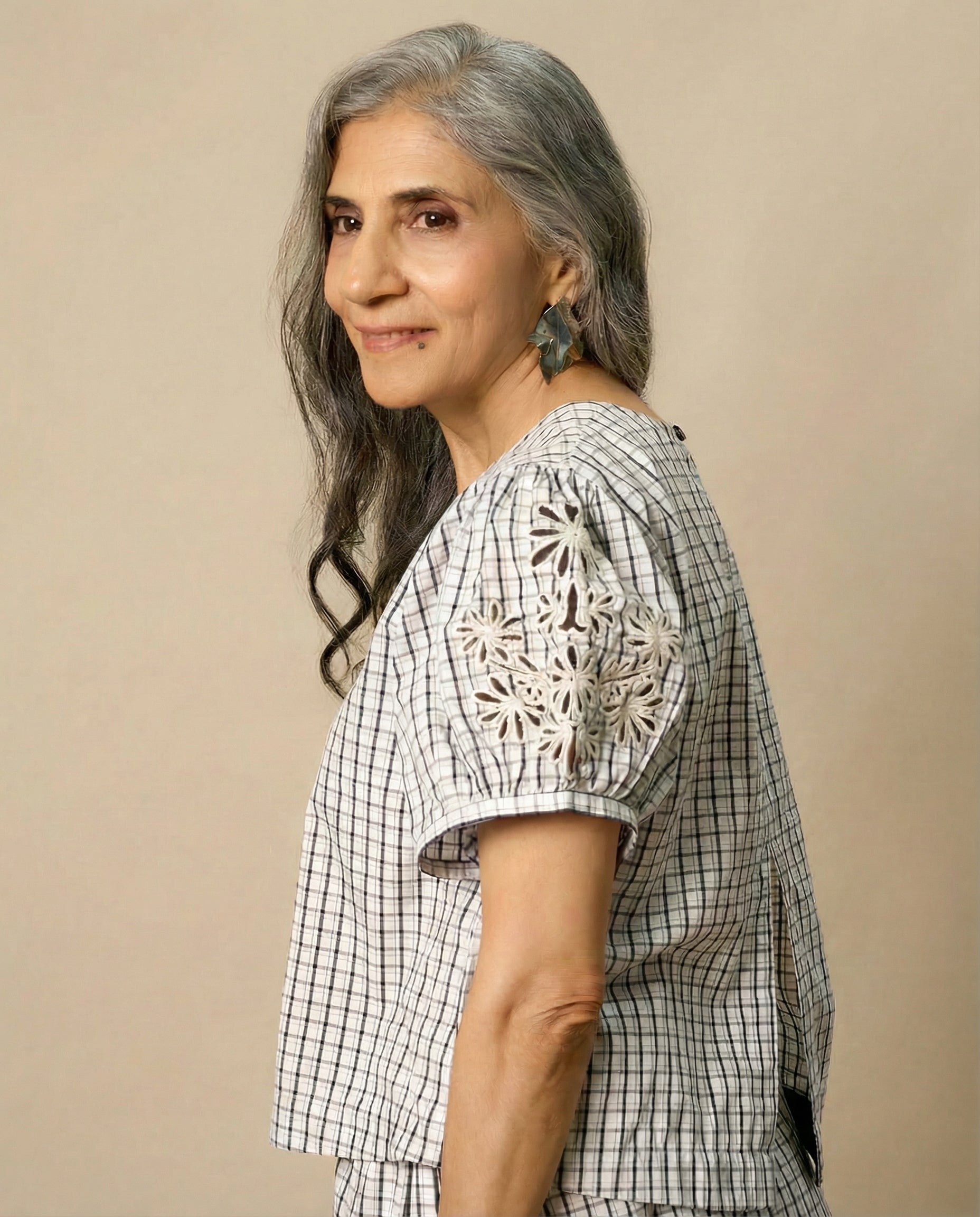 Floral Sleeve Embroidered Top