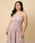 Crimson Grid Grey Dress