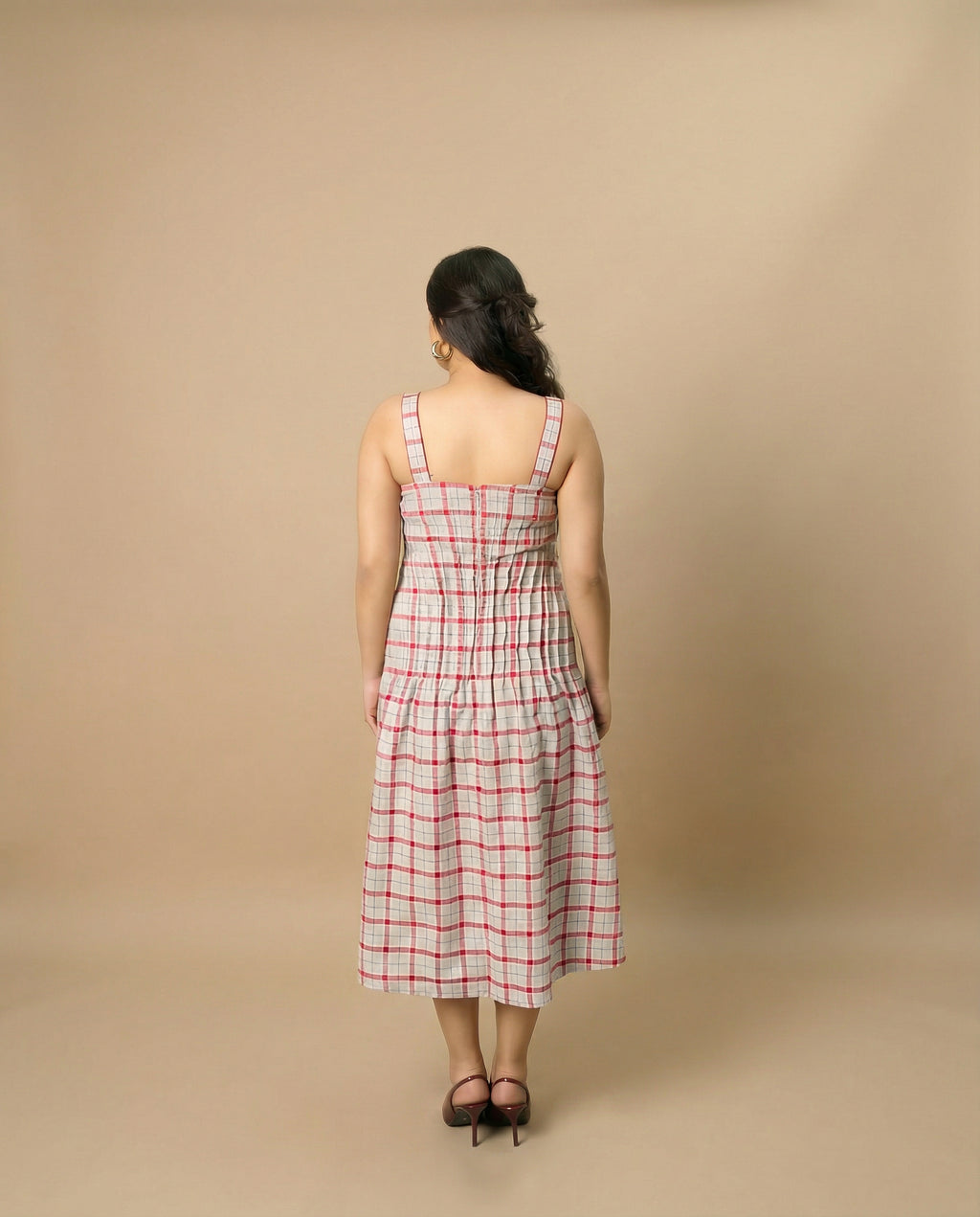 Crimson Grid Grey Dress