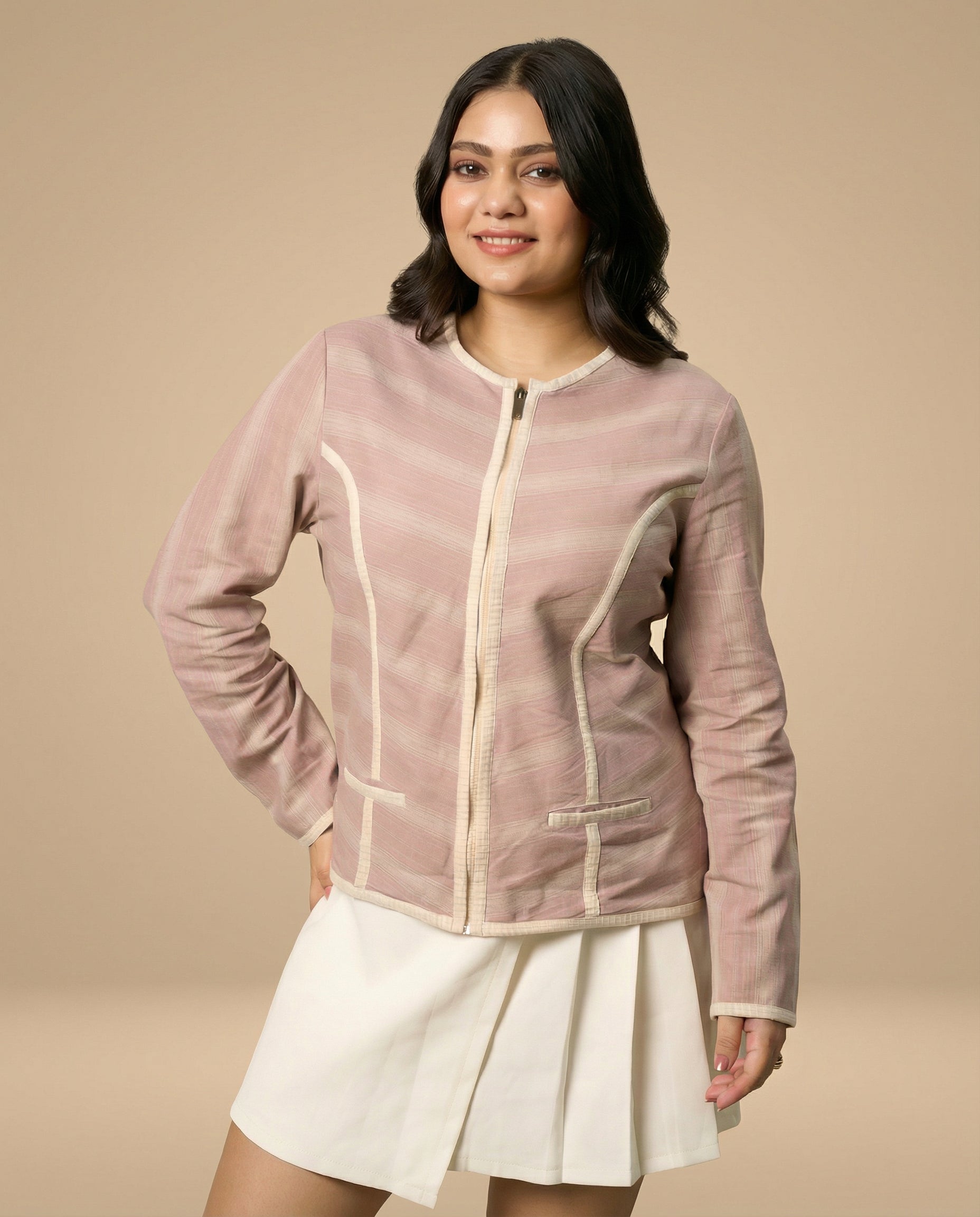 Blush Linear Piping Jacket